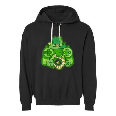 St Patricks Day Lucky Video Game Controller Garment-Dyed Fleece Hoodie