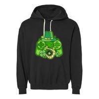 St Patricks Day Lucky Video Game Controller Garment-Dyed Fleece Hoodie