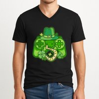 St Patricks Day Lucky Video Game Controller V-Neck T-Shirt