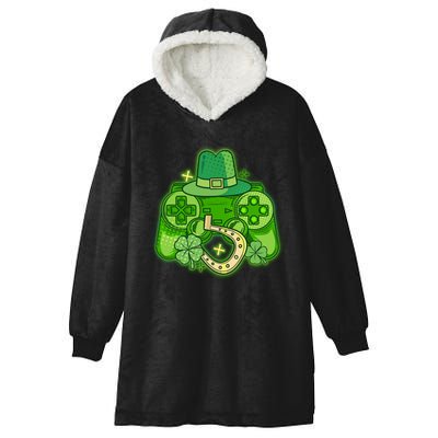 St Patricks Day Lucky Video Game Controller Hooded Wearable Blanket