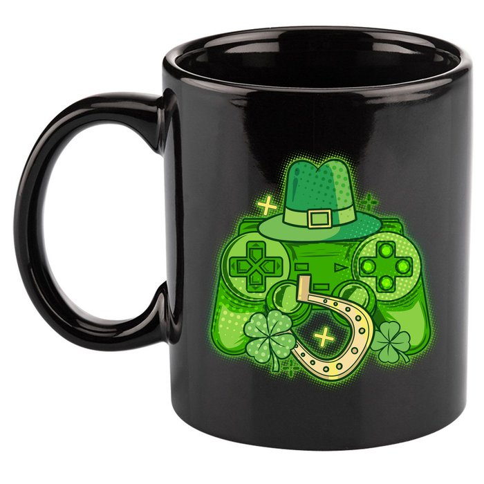 St Patricks Day Lucky Video Game Controller 11oz C Handle Ceramic Mug