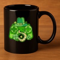St Patricks Day Lucky Video Game Controller 11oz C Handle Ceramic Mug