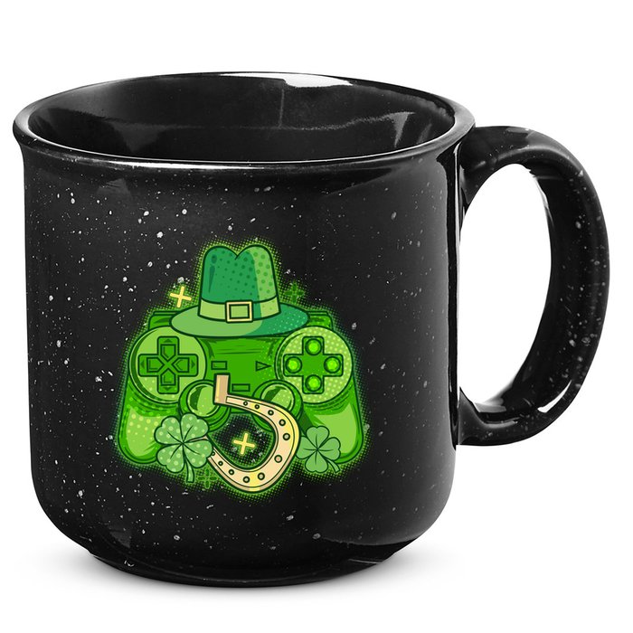 St Patricks Day Lucky Video Game Controller 15oz Campfire Ceramic Mug