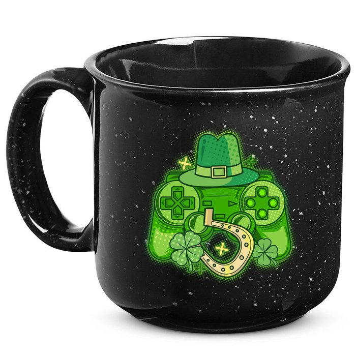 St Patricks Day Lucky Video Game Controller 15oz Campfire Ceramic Mug