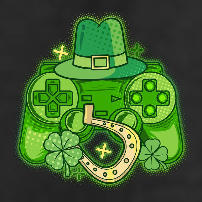 St Patricks Day Lucky Video Game Controller Knit Cap Winter Beanie