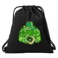St Patricks Day Lucky Video Game Controller Drawstring Bag