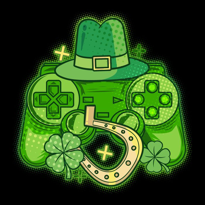 St Patricks Day Lucky Video Game Controller Drawstring Bag