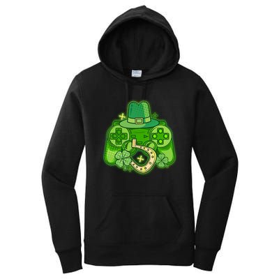 St Patricks Day Lucky Video Game Controller Women's Pullover Hoodie