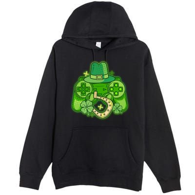 St Patricks Day Lucky Video Game Controller Premium Pullover Hoodie