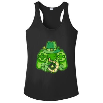 St Patricks Day Lucky Video Game Controller Ladies PosiCharge Competitor Racerback Tank