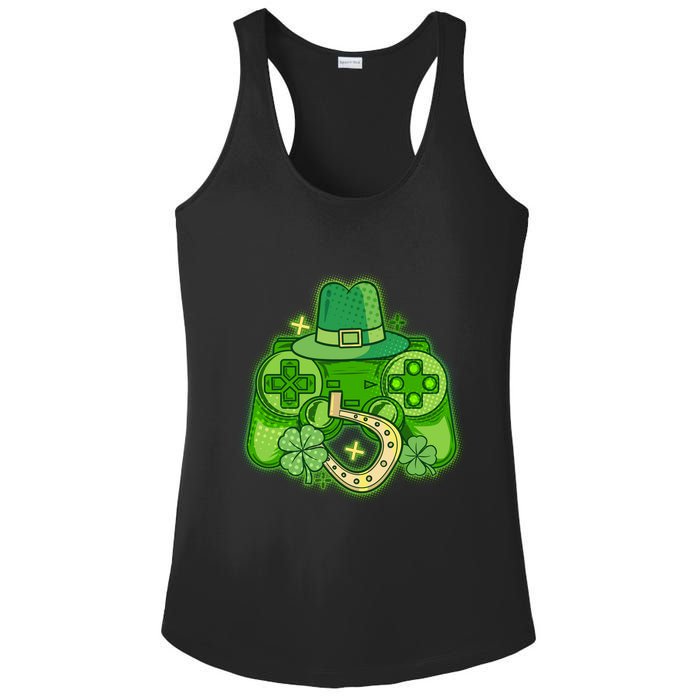 St Patricks Day Lucky Video Game Controller Ladies PosiCharge Competitor Racerback Tank