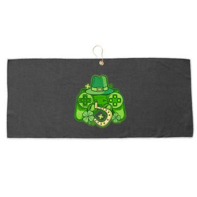 St Patricks Day Lucky Video Game Controller Large Microfiber Waffle Golf Towel
