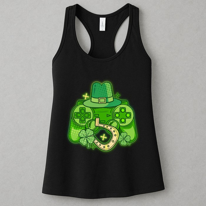 St Patricks Day Lucky Video Game Controller Womens Tank Top