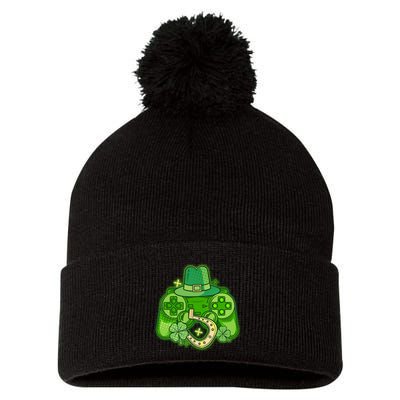 St Patricks Day Lucky Video Game Controller Pom Pom 12in Knit Beanie
