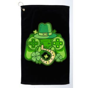 St Patricks Day Lucky Video Game Controller Platinum Collection Golf Towel