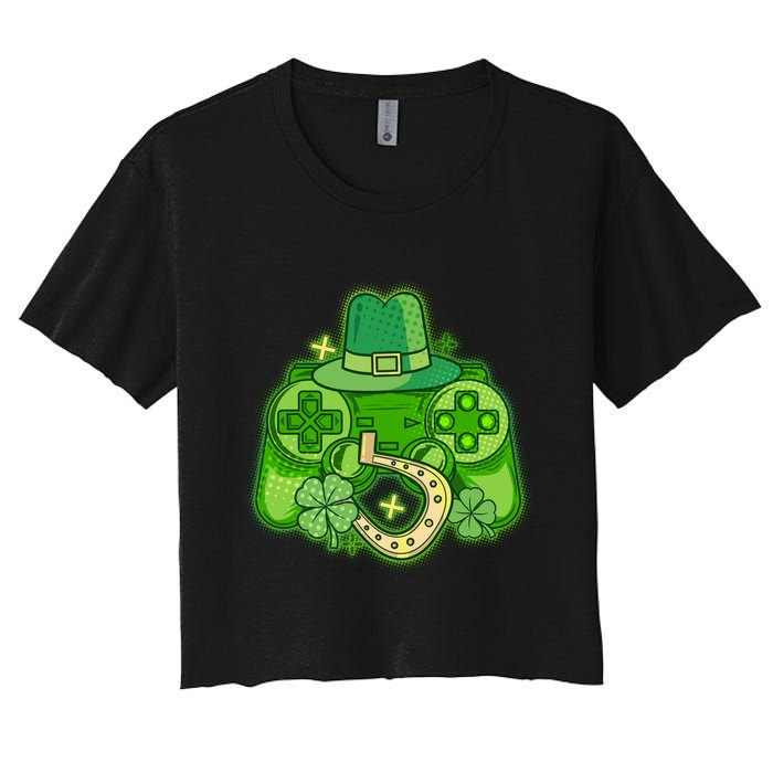 St Patricks Day Lucky Video Game Controller Crop Top