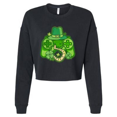 St Patricks Day Lucky Video Game Controller Cropped Pullover Crew