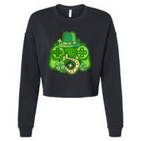 St Patricks Day Lucky Video Game Controller Cropped Pullover Crew