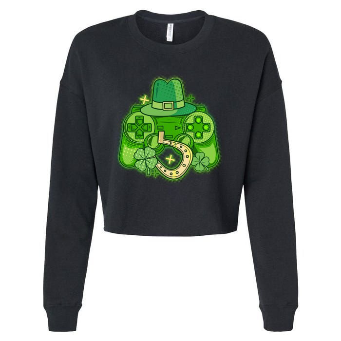 St Patricks Day Lucky Video Game Controller Cropped Pullover Crew
