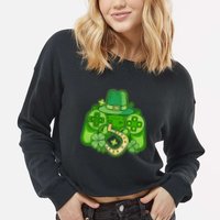 St Patricks Day Lucky Video Game Controller Cropped Pullover Crew