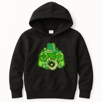 St Patricks Day Lucky Video Game Controller Kids Hoodie