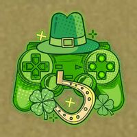 St Patricks Day Lucky Video Game Controller Garment-Dyed Women's Muscle Tee