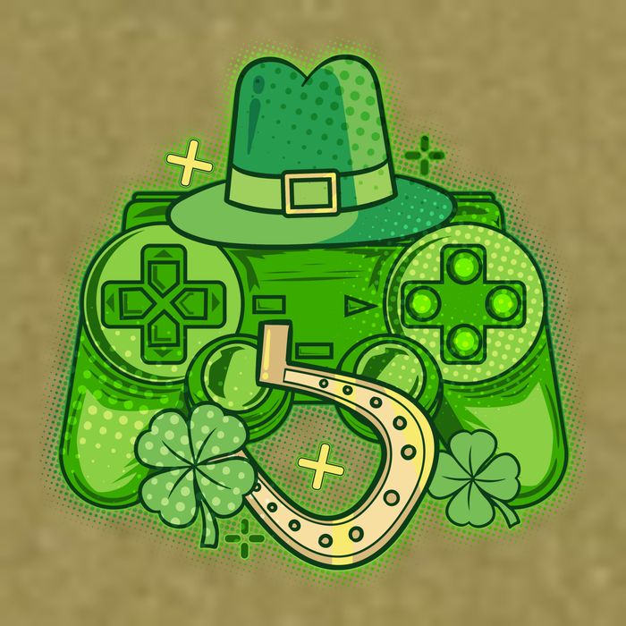 St Patricks Day Lucky Video Game Controller Garment-Dyed Women's Muscle Tee