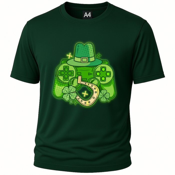 St Patricks Day Lucky Video Game Controller Performance Shirt