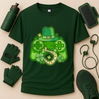 St Patricks Day Lucky Video Game Controller Performance Shirt