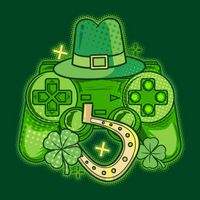 St Patricks Day Lucky Video Game Controller Performance Shirt