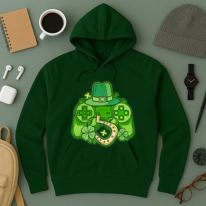 St Patricks Day Lucky Video Game Controller Hoodie