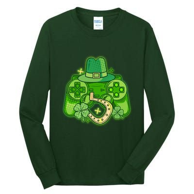 St Patricks Day Lucky Video Game Controller Tall Long Sleeve T-Shirt