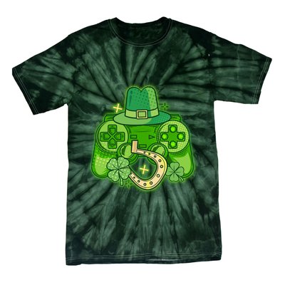 St Patricks Day Lucky Video Game Controller Tie-Dye T-Shirt