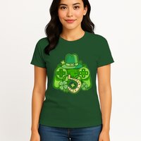 St Patricks Day Lucky Video Game Controller Womens T-Shirt