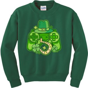 St Patricks Day Lucky Video Game Controller Kids Sweatshirt