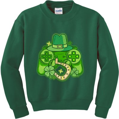 St Patricks Day Lucky Video Game Controller Kids Sweatshirt