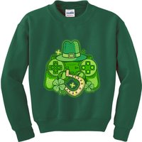 St Patricks Day Lucky Video Game Controller Kids Sweatshirt