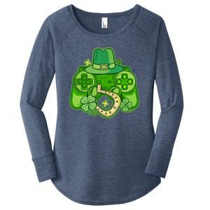 St Patricks Day Lucky Video Game Controller Women's Perfect Tri Tunic Long Sleeve Shirt