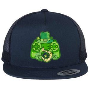 St Patricks Day Lucky Video Game Controller Flat Bill Trucker Hat