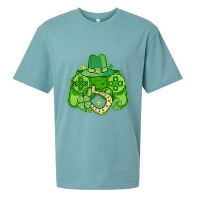 St Patricks Day Lucky Video Game Controller Sueded Cloud Jersey T-Shirt