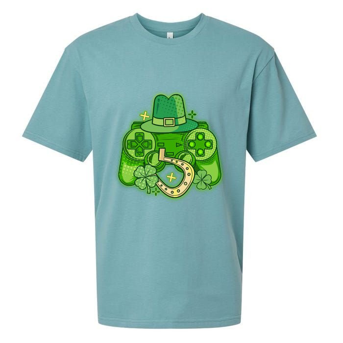 St Patricks Day Lucky Video Game Controller Sueded Cloud Jersey T-Shirt