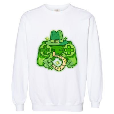 St Patricks Day Lucky Video Game Controller Garment-Dyed Sweatshirt