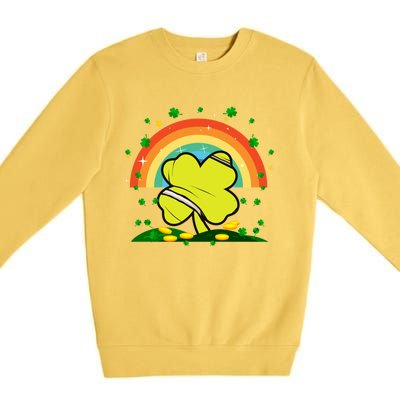 Saint Patricks Day Shenanigans Rainbow Tennis Ball Shamrock Gift Premium Crewneck Sweatshirt