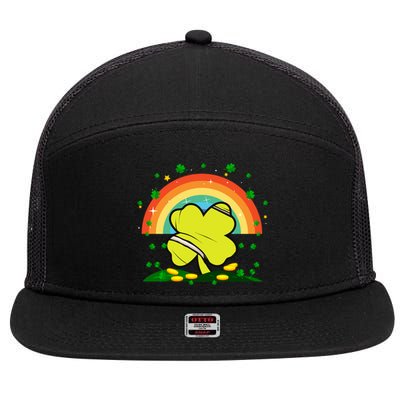 Saint Patricks Day Shenanigans Rainbow Tennis Ball Shamrock Gift 7 Panel Mesh Trucker Snapback Hat