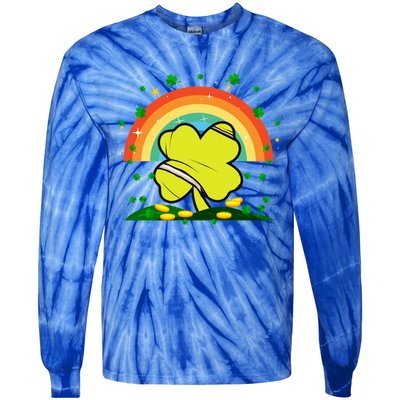 Saint Patricks Day Shenanigans Rainbow Tennis Ball Shamrock Gift Tie-Dye Long Sleeve Shirt