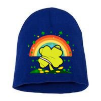 Saint Patricks Day Shenanigans Rainbow Tennis Ball Shamrock Gift Short Acrylic Beanie