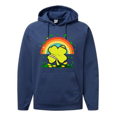 Saint Patricks Day Shenanigans Rainbow Tennis Ball Shamrock Gift Performance Fleece Hoodie