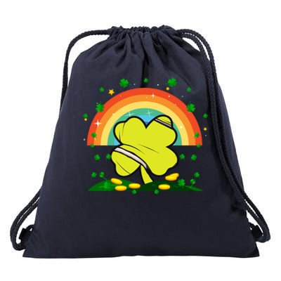 Saint Patricks Day Shenanigans Rainbow Tennis Ball Shamrock Gift Drawstring Bag