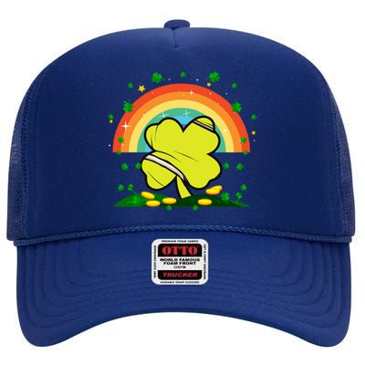 Saint Patricks Day Shenanigans Rainbow Tennis Ball Shamrock Gift High Crown Mesh Back Trucker Hat