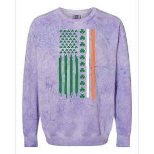 St Patricks Day Usa Flag Funny Gift Colorblast Crewneck Sweatshirt